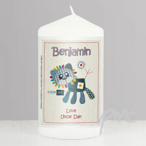 Personalised Cotton Zoo Denim the Lion Candle