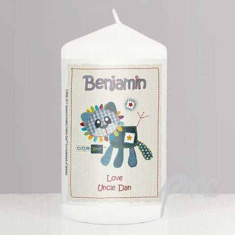 Personalised Cotton Zoo Denim the Lion Candle