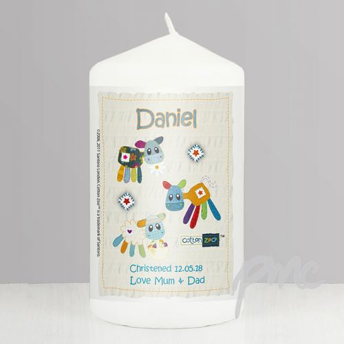 Personalised Cotton Zoo Blue Farm Animals Candle