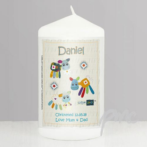 Personalised Cotton Zoo Blue Farm Animals Candle