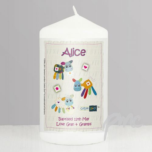 Personalised Cotton Zoo Girls Farm Animals Candle