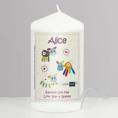Personalised Cotton Zoo Girls Farm Animals Candle