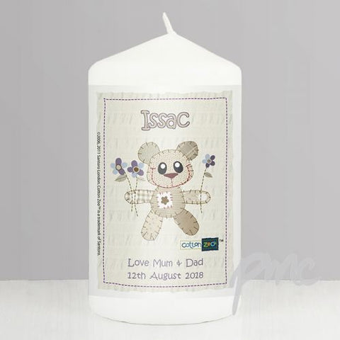 Personalised Cotton Zoo Blue Tweed the Bear Candle