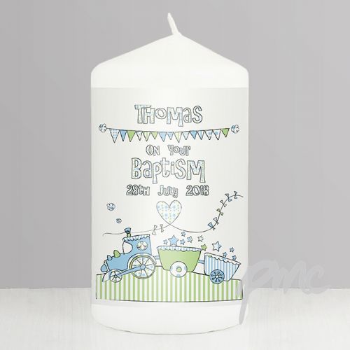 Personalised Whimsical Train Candle