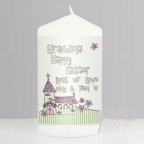 Personalised Whimsical Church Easter Candle