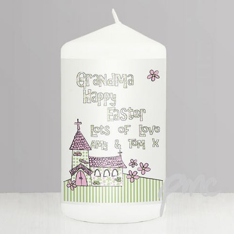 Personalised Whimsical Church Easter Candle