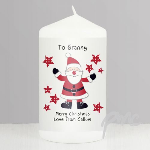Personalised Spotty Santa Candle