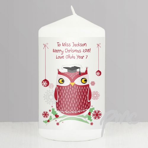 Personalised Christmas Owl Candle