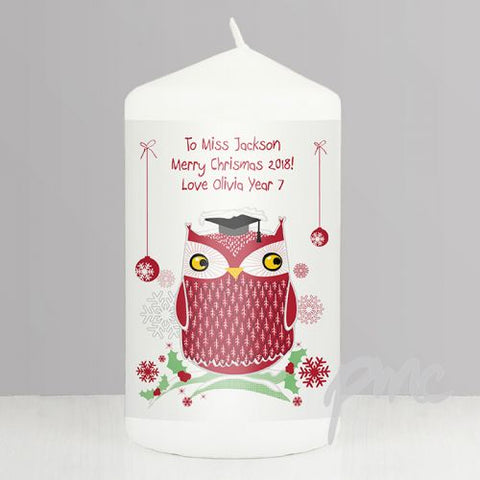 Personalised Christmas Owl Candle