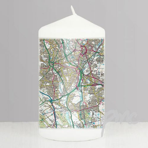 Personalised Present Day Map Candle