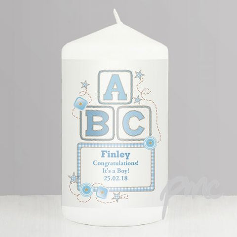 Personalised Blue ABC Candle
