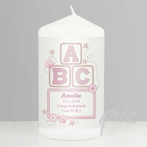 Personalised Pink ABC Candle