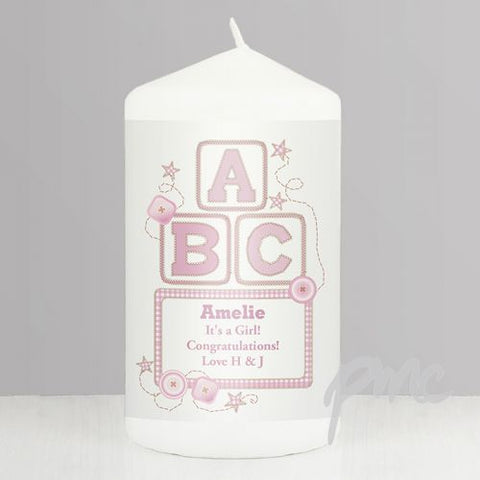 Personalised Pink ABC Candle