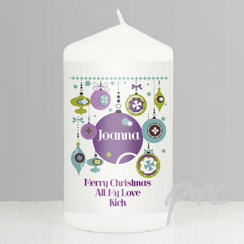Personalised Retro Bauble Candle