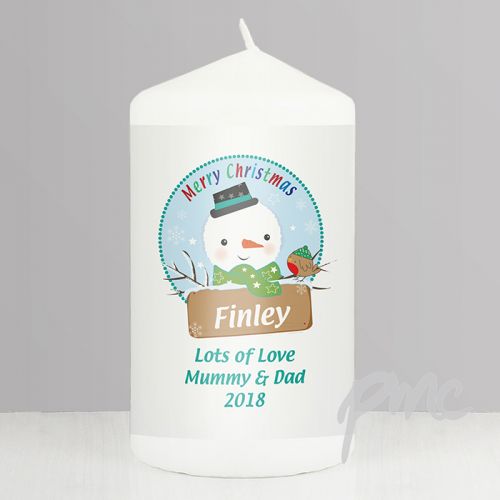 Personalised Snowman Candle
