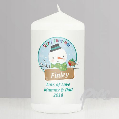 Personalised Snowman Candle