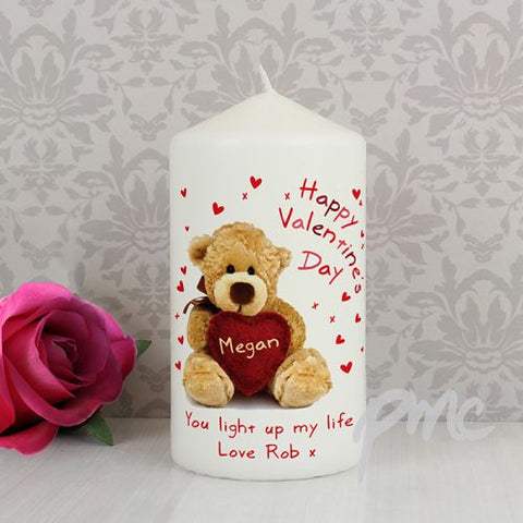Personalised Teddy Heart Candle
