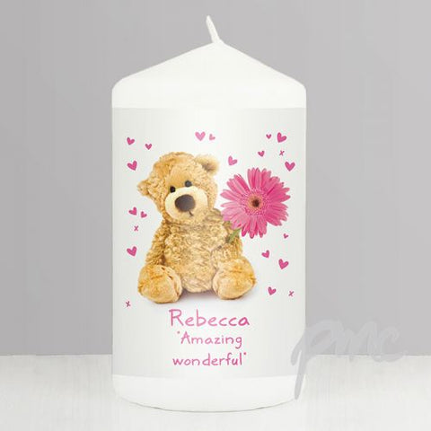 Personalised Teddy Flower Candle