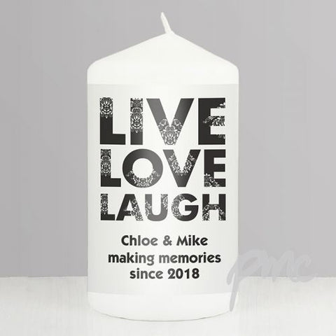 Personalised Live Love Laugh Candle