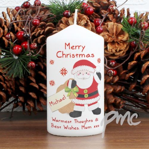 Personalised Felt Stitch Santa Candle