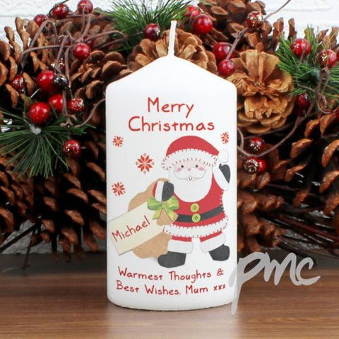 Personalised Felt Stitch Santa Candle
