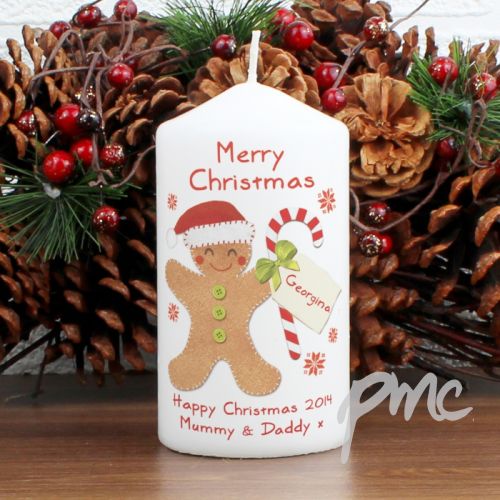 Personalised Felt Stitch Gingerbread Man Candle