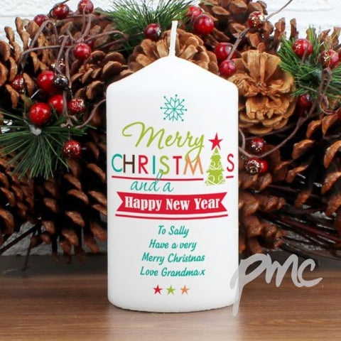 Personalised Bright Christmas Candle
