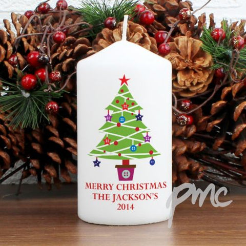 Personalised Merry Christmas Tree Candle