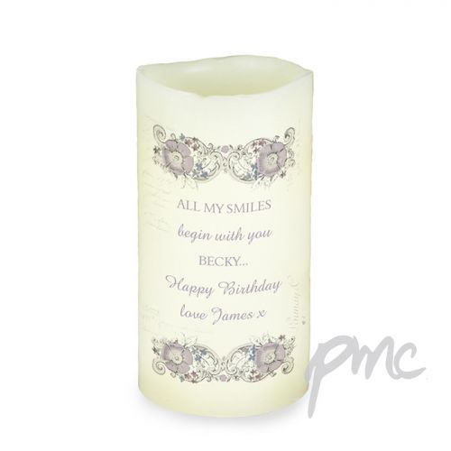 Personalised Floral Spiral LED Candle