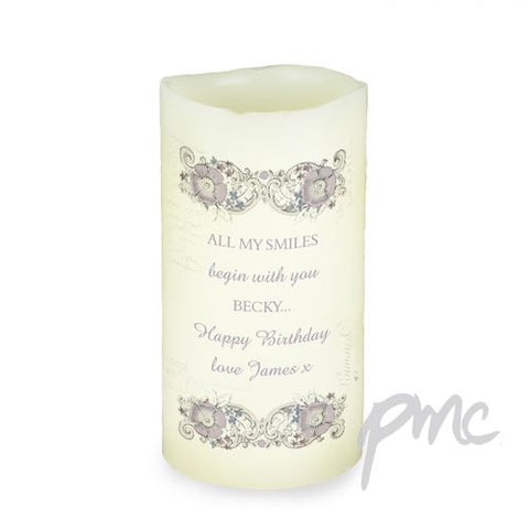 Personalised Floral Spiral LED Candle