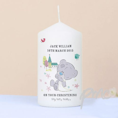 Personalised Tiny Tatty Teddy Christening Candle