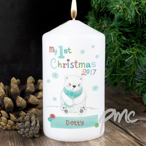 Personalised Polar Bear My 1st Christmas Candle