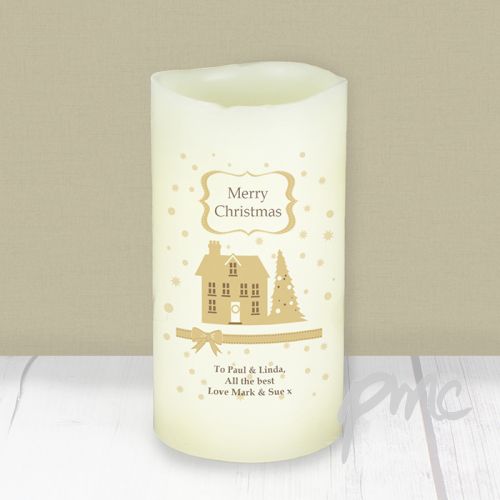 Personalised Festive Village LED Candle