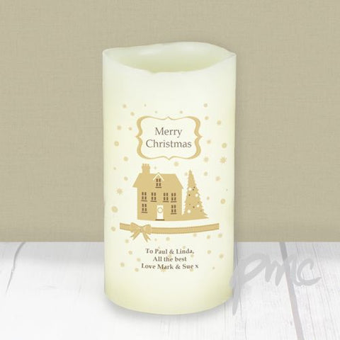 Personalised Festive Village LED Candle