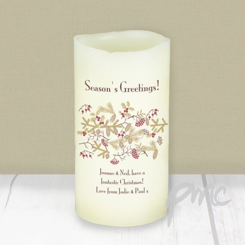 Personalised Christmas Floral LED Candle