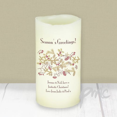 Personalised Christmas Floral LED Candle