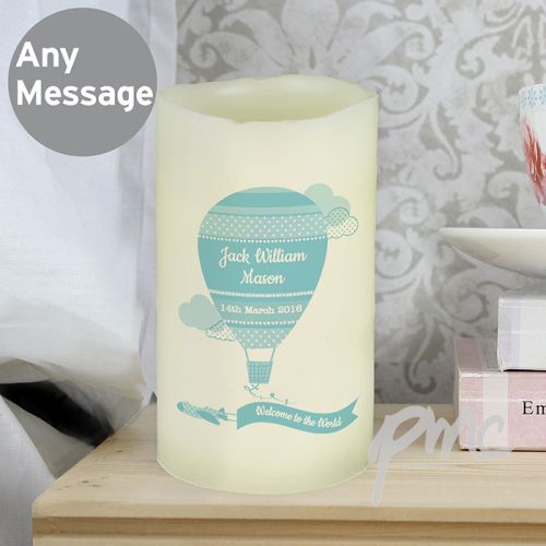 Personalised Up & Away Baby Boy Nightlight LED Candle
