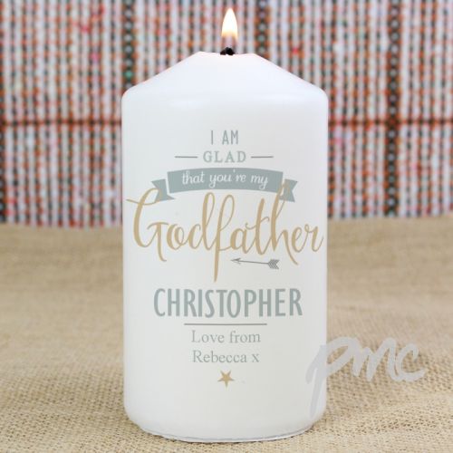 Personalised I Am Glad... Godfather Candle