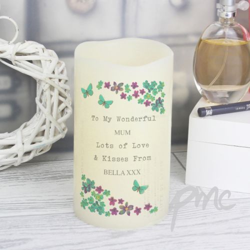 Personalised Forget Me Not LED Candle