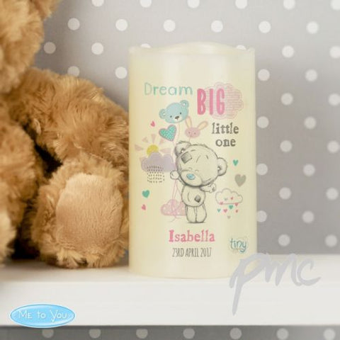 Personalised Tiny Tatty Teddy Dream Big Pink Nightlight LED Candle