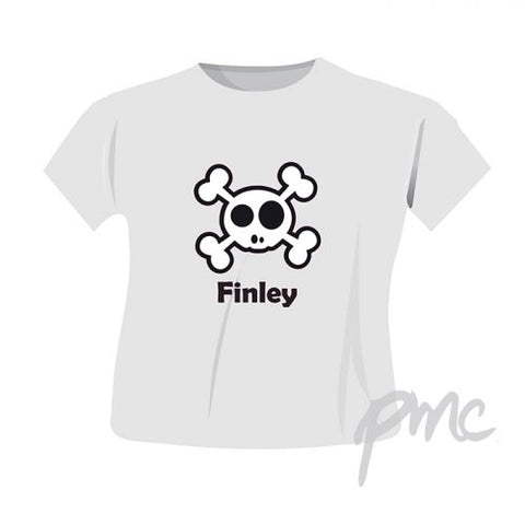 Personalised Boys Skull & Cross Bone Tshirt 5-6 years