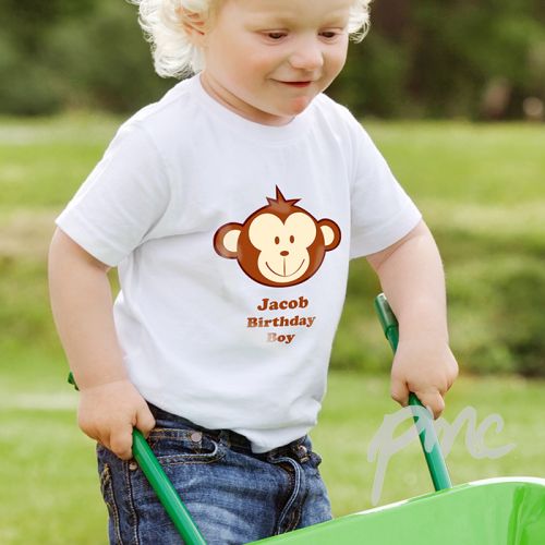 Personalised Monkey Boy Tshirt 2-3 years