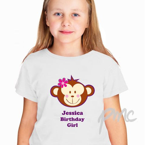 Personalised Monkey Girl Tshirt 5-6 years