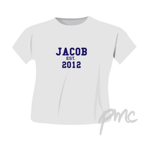 Personalised Established Blue Text Tshirt 5-6 years