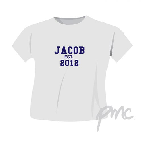 Personalised Established Blue Text Tshirt 7-8 years