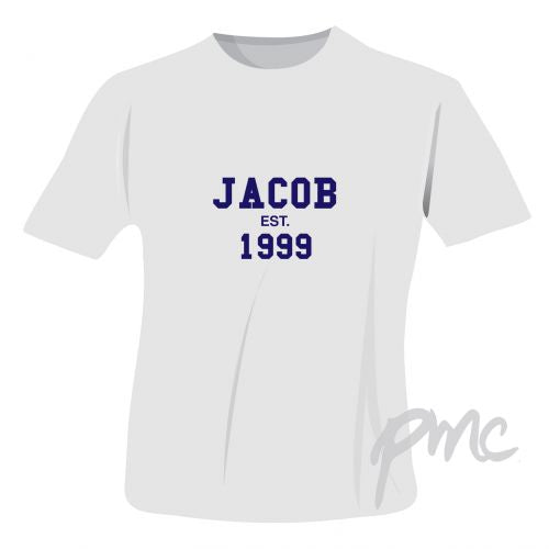 Personalised Established Blue Text Tshirt 9-11 years