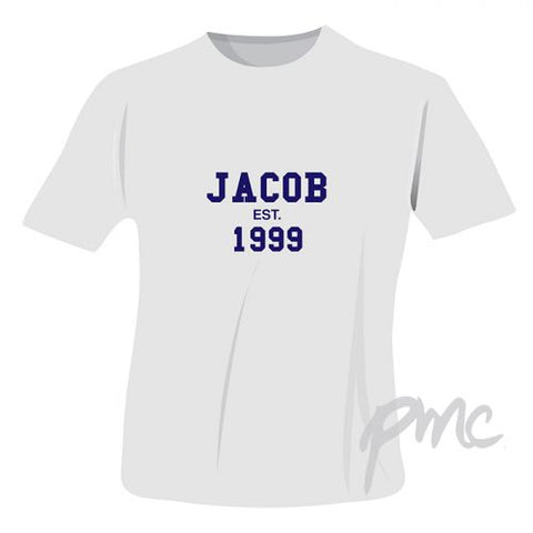 Personalised Established Blue Text Tshirt 12-13 years