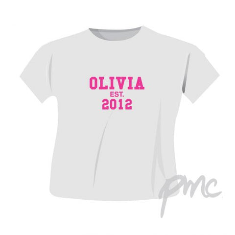 Personalised Established PinkText Tshirt 1-2 years