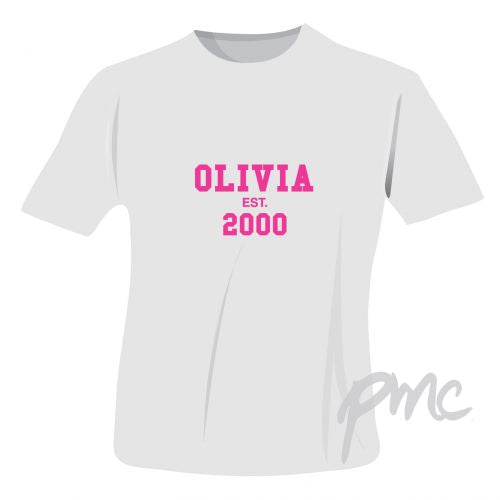 Personalised Established PinkText Tshirt 14-15 years