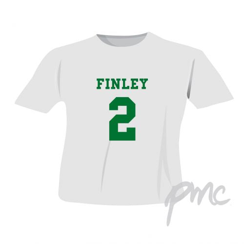 Personalised Green Name & Number T-shirt 2-3 Years